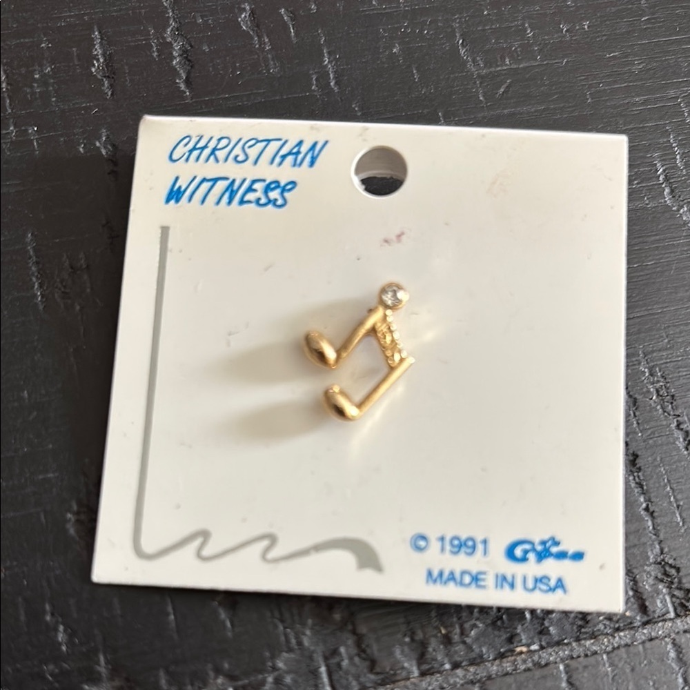 Vintage Gold Music Note Pin Gold Tone 1991 90’s